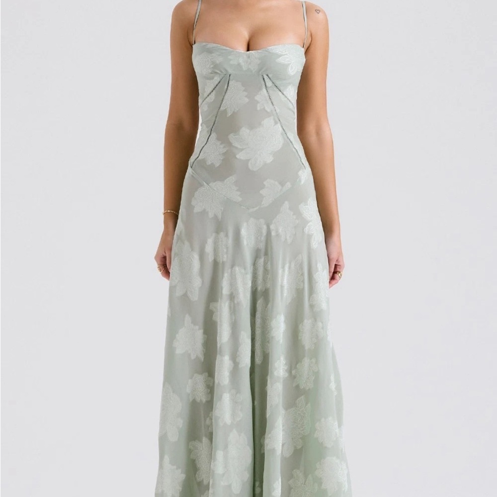 House of CB Sage Green Floral Slip Gown